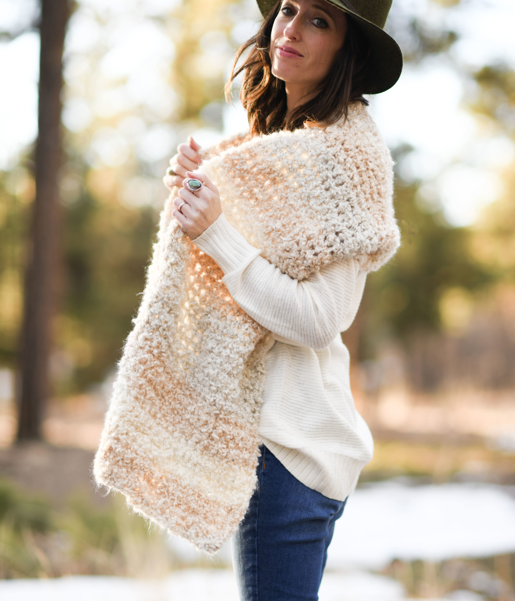 Juno Boucle Beginner Crochet Wrap free crochet pattern