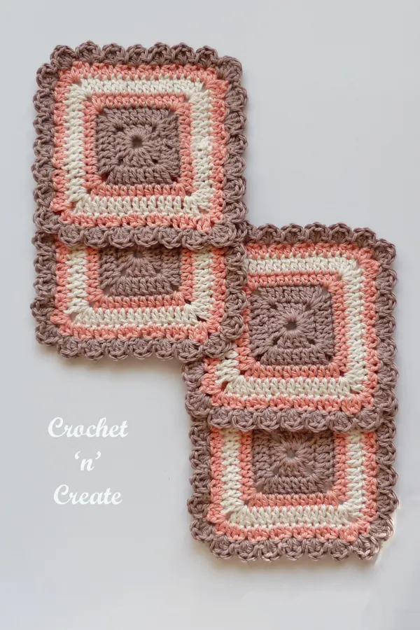 Pretty Square Coaster Set free crochet pattern